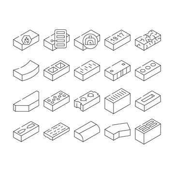 Brick For Building Construction Icons Set Vector Ilustración de archivo
