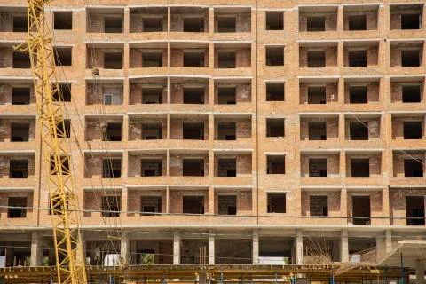 Brick building frame construction process simple background concept picture  Stock Photos