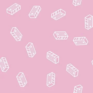 Brick for building house line vector seamless pattern 스톡 일러스트