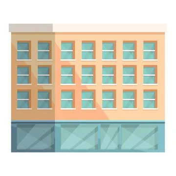 Brick building icon cartoon vector. Office residential Ilustración de archivo