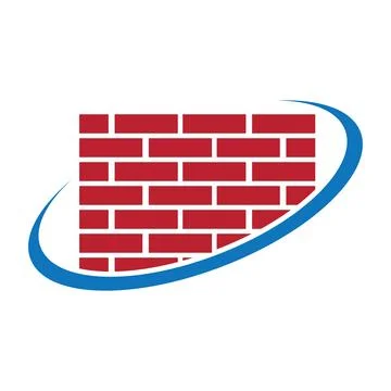 Brick Building logo design vector, Brickwork simple modern logo template, E.. Stock Illustration