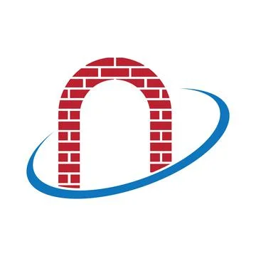Brick Building logo design vector, Brickwork simple modern logo template, E.. Stock Illustration