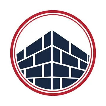 Brick Building logo design vector, Brickwork simple modern logo template, E.. Stock Illustration