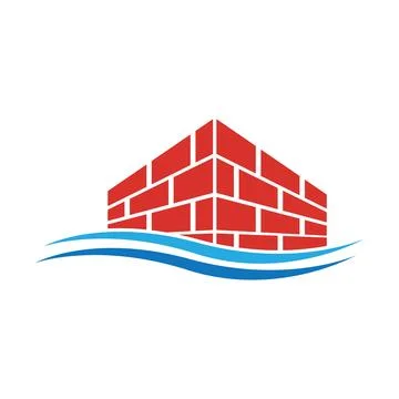 Brick Building logo design vector, Brickwork simple modern logo template, E.. Stock Illustration