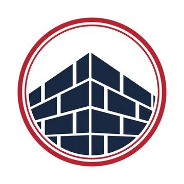 Brick Building logo design vector, Brickwork simple modern logo template, E.. Stock Illustration