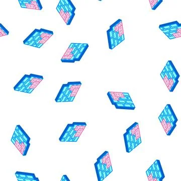 Brick building material isometric icon seamless pattern Illustrazione stock