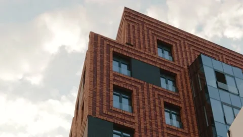Brick building multi-storey brickwork exterior architecture 스톡 동영상 157104277