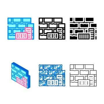 Brick building pack material color icon vector Stock Illustration