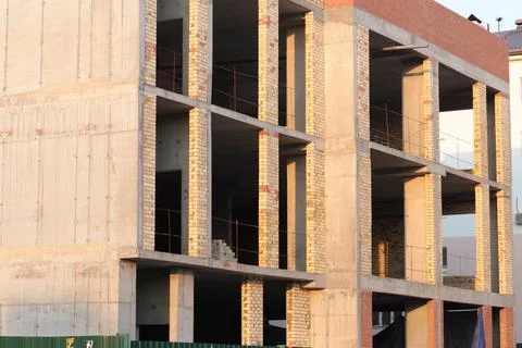 Brick building under construction 스톡 사진