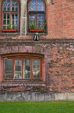 Brick Building with Windows Stock Photos