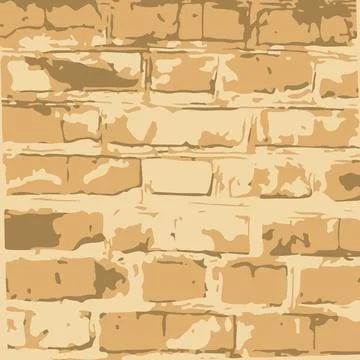 Brick cartoon wall pattern, texture stone clay yellow old cement Illustrazione stock