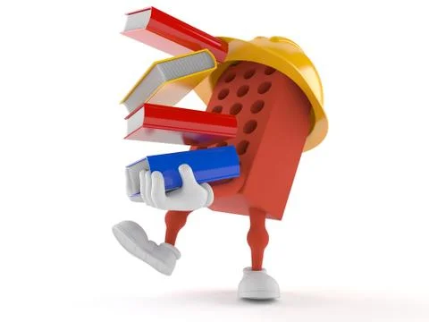 Brick character with books Stockillustratie
