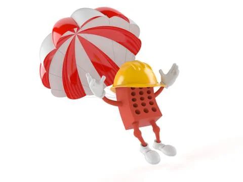 Brick character with parachute Stock Illustration