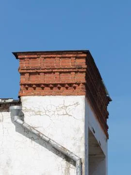 Brick chimney and gutter Stock Photos