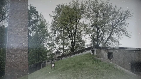Brick Chimney, Auschwitz Concentration Camp, Holocaust Death Camp War History Stock-Footage 86714342