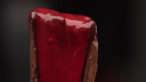 Brick of chocolate mousse closeup Stock Footage 85425221