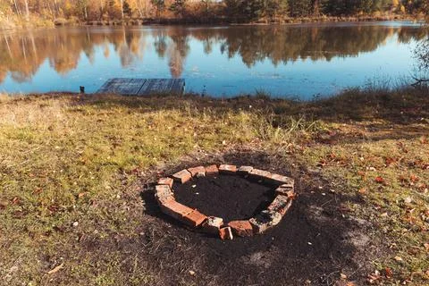 A brick circle for burning Foto stock