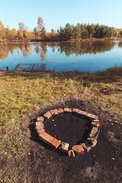 A brick circle for burning Foto stock