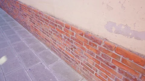Brick cladding on lower part of wall of house in Burano Video stock 165592863
