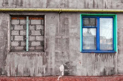 Brick closed window of an old building Stock Photos