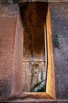 Brick columns under a viaduct Foto stock