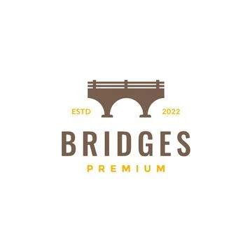 Brick construction bridges minimal hipster logo design vector Stock Illustration
