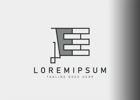 Brick construction logo design. Vector illustration of initial E brick constr Illustration