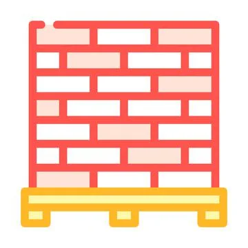 Brick construction material color icon vector illustration Stock Illustration