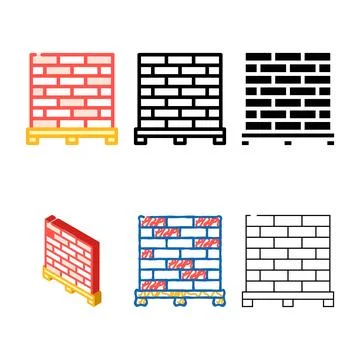 Brick construction material color icon clean vector Stock Illustration