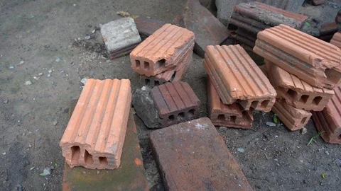 Brick for construction Put on the ground Stock Footage 96760501