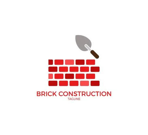 Brick construction vector logo template design Stock Illustration