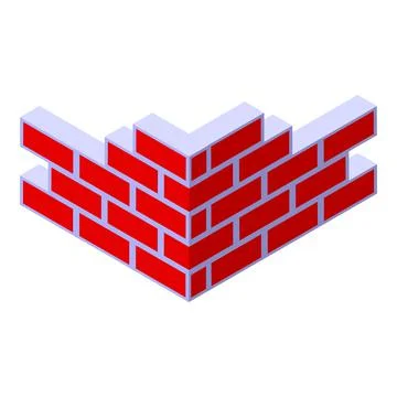 Brick corner wall icon isometric vector. Pile building Ilustración de archivo