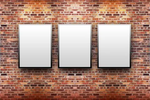 Brick display art gallery with frames Photos