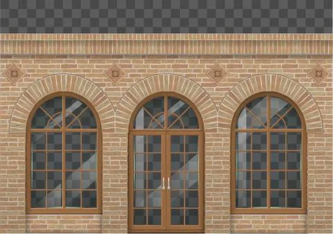Brick facade with arches Stock Illustration