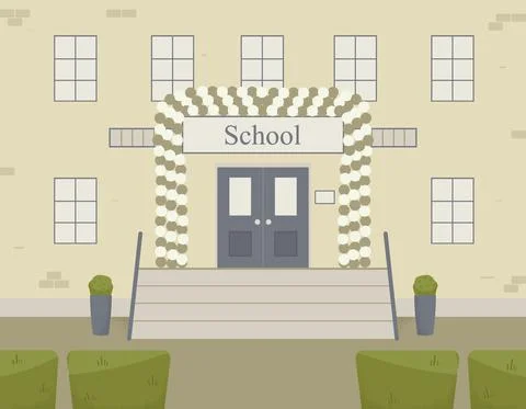 Brick facade of school building Ilustración de archivo