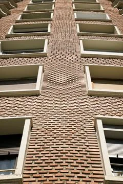 Brick facade view Stock Photos