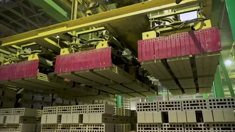Brick Factory. Production of Bricks and Ceramic Wall Materials for Construction. Stock Footage 227159056