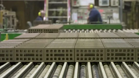 Brick Factory. Production of Bricks and Ceramic Wall Materials for Construction. Stock Footage 227167625