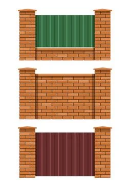 Brick fence Stock Illustration