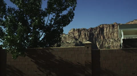 Brick Fence with mountain 스톡 동영상 62865095