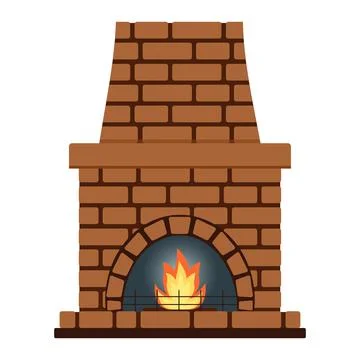 Brick fireplace Stock Illustration