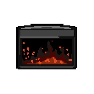 Brick fireplace pixel art vector illustration 스톡 일러스트