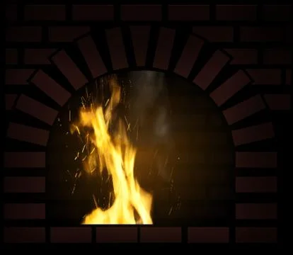 Brick fireplace vector illustration Stock Illustration