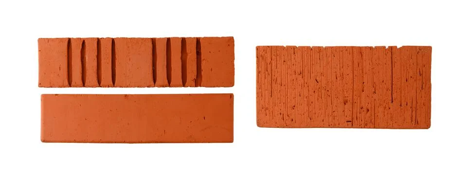 Brick in flat lay style from three angles isolated on white background Foto stock
