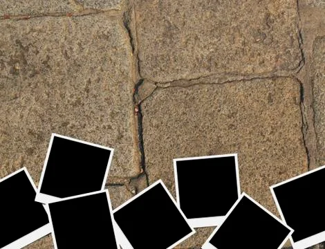 Brick floor photo frames Stock-Fotos
