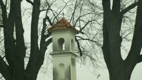 A brick gemstone Calvary Tucapy, a small folk building with a stone inscription Video stock 100174156