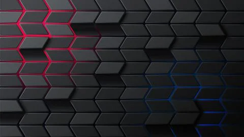 Brick Geometric Abstract Background with Red and Blue Flash Lights Stock Illustration