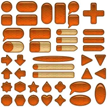 Brick glass buttons set Stock Illustration