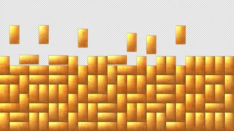 Brick Gold Transition Wall Alpha Channel Stock Footage 155229890