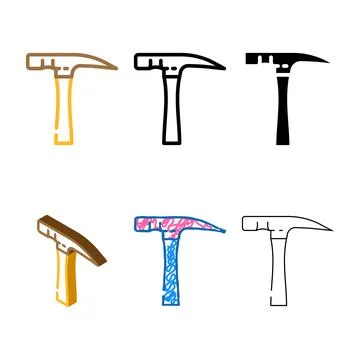 Brick hammer color icon vector multistyle Stock Illustration